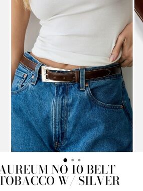 AUREUM Brown Leather Belt with Silver Buckle